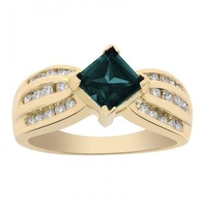 1.00 Carat Princess Cut Alexandrite & Diamond Ring